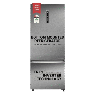 Haier 445 Litres 2 Star Frost Free Double Door Bottom Mount Convertible Refrigerator with Triple Inverter Technology (HRB-4952BIS-P, Inox Steel)