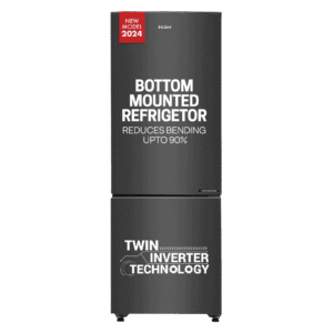 Haier 237 Litres 3 Star Frost Free Double Door Bottom Mount Convertible Refrigerator with Twin Inverter Technology (HEB243GBP, Black)