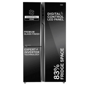 Haier 598 Litres 3 Star Frost Side-by-Side Smart Wifi Enabled Convertible Refrigerator with Digital Control Panel (HRT-683KGU1, Black Glass)