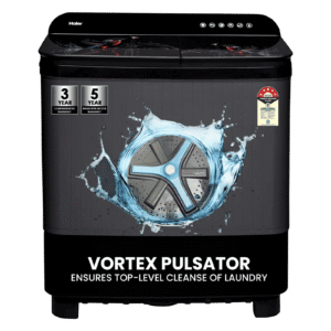 Haier 11 kg 5 Star Semi Automatic Washing Machine with Softfall Techonology (HTW110-178FL, Black)