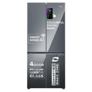 Haier Lumiere 520 Liters 3 Star Frost Free French Door Smart Wifi Enabled Convertible Refrigerator with Colorful Digital Display (HRB-600MGU1, Mirror Glass)