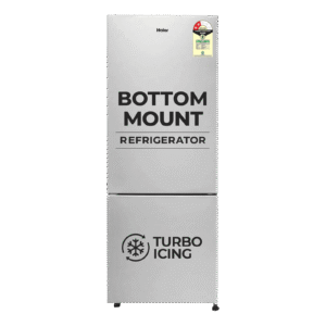 Haier 300 Litres 2 Star Frost Free Double Door Bottom Mount Refrigerator with Antibacterial Gasket (HRB-3502BS-P, Brushline Silver)
